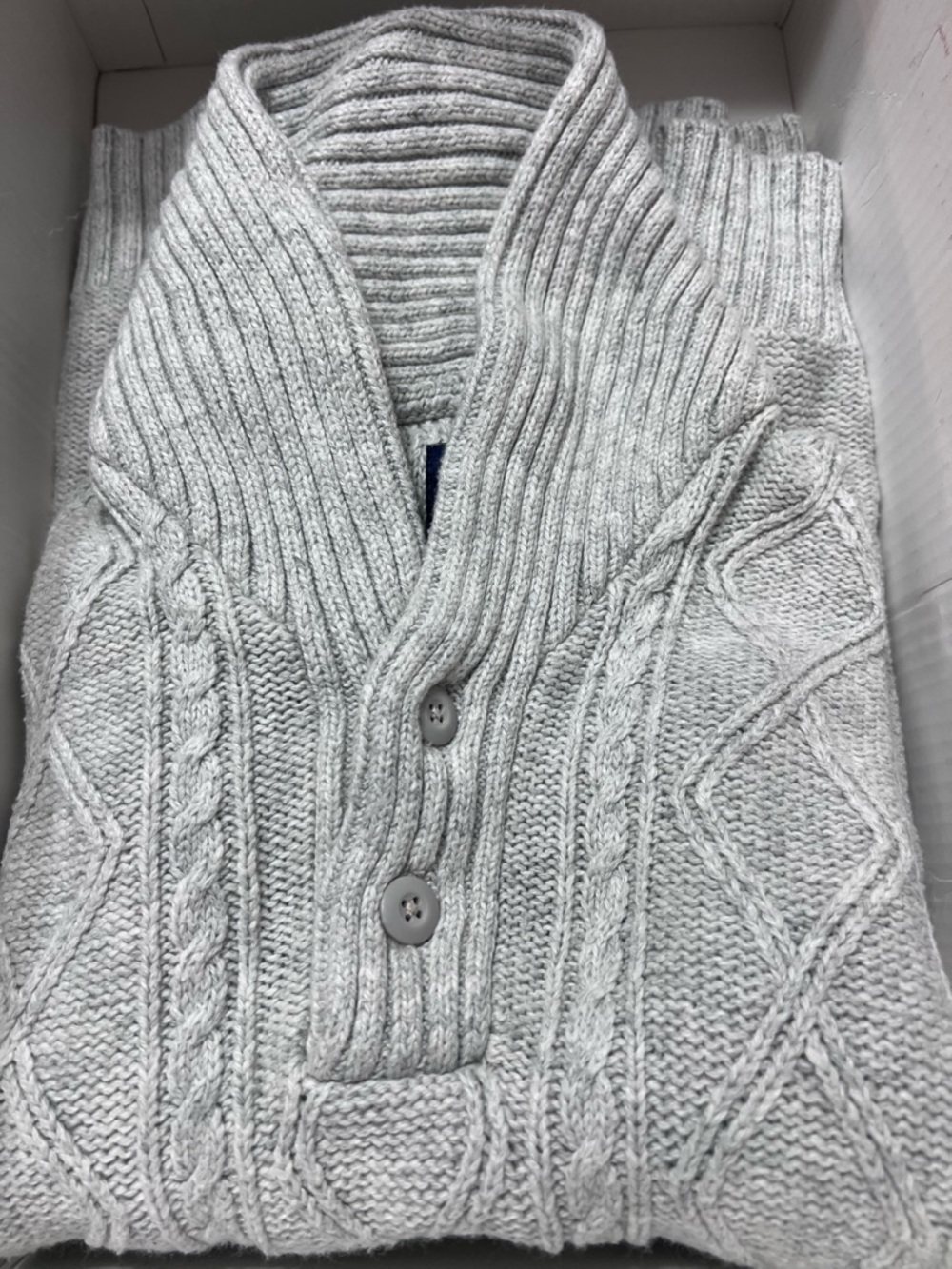 American Eagle Outfitters Light Gray Cable Knit Shawl Cardigan